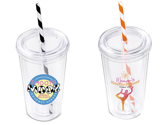 Malibu Double-Wall Stripe Straw Tumbler - 470Ml - Image 3