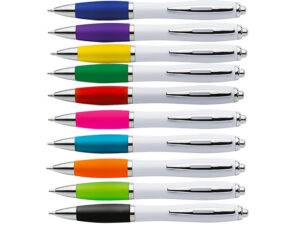 White Barrel Curved Design Ballpoint Pen