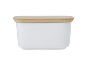 White Basics Butter Dish With Bamboo Lid